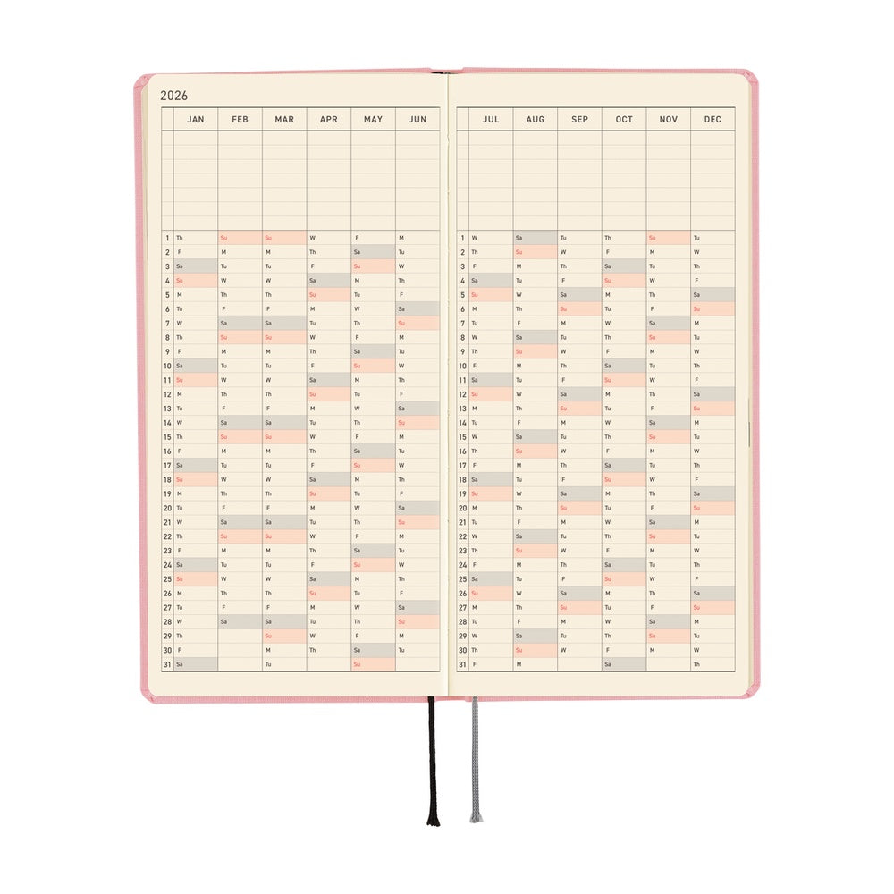 Hobonichi Techo 2026 - Weeks/Wallet Planner Book - Colors: Strawberry Milk [English/Tall & Slim/Jan Start]
