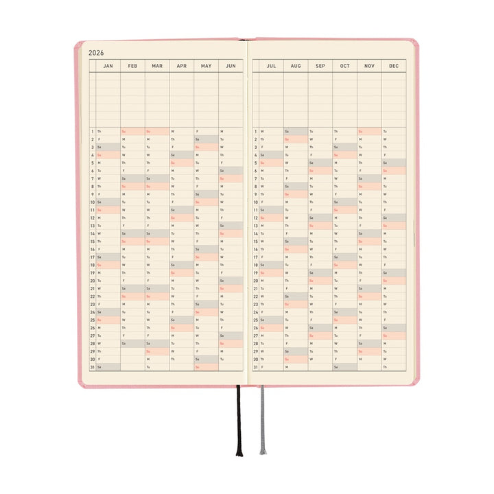 Hobonichi Techo 2026 - Weeks/Wallet Planner Book - Colors: Strawberry Milk [English/Tall & Slim/Jan Start]