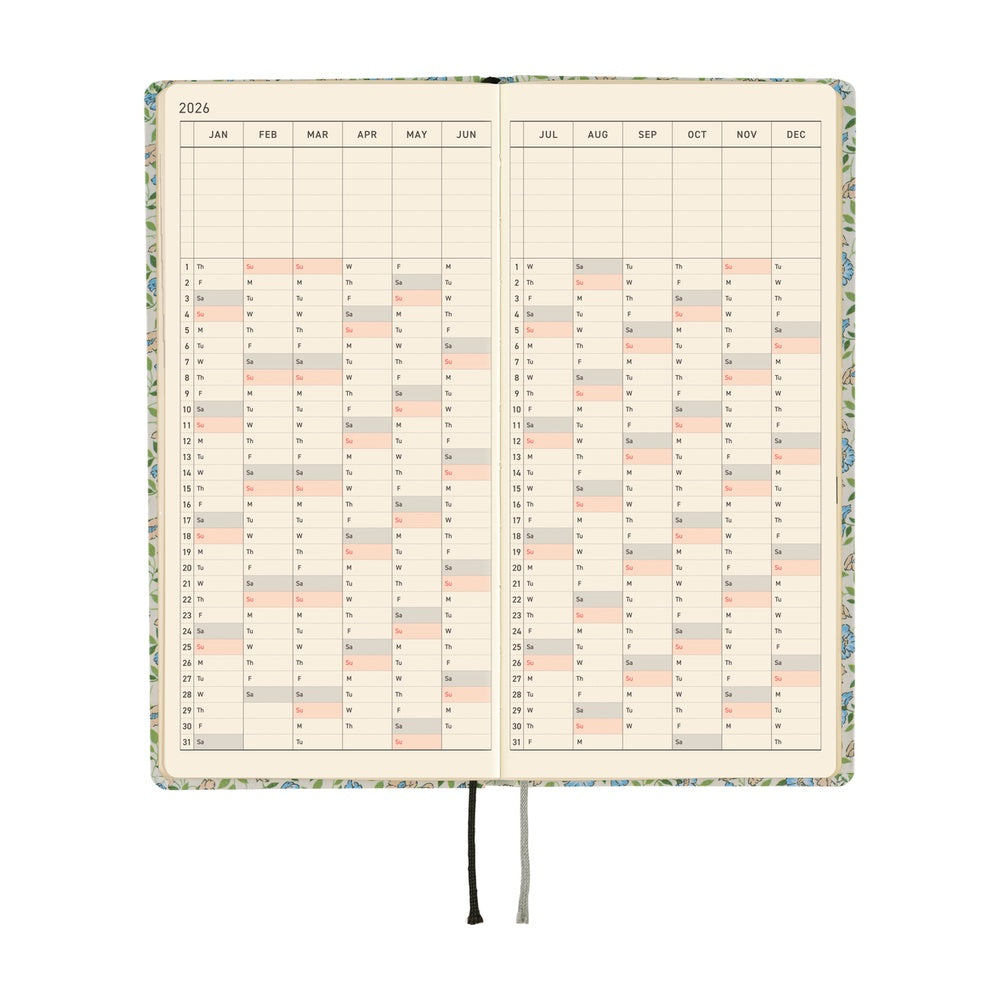 Hobonichi Techo 2026 - Weeks/Wallet Planner Book - Liberty Fabrics: Sasha Kiora [English/Tall & Slim/Jan Start]