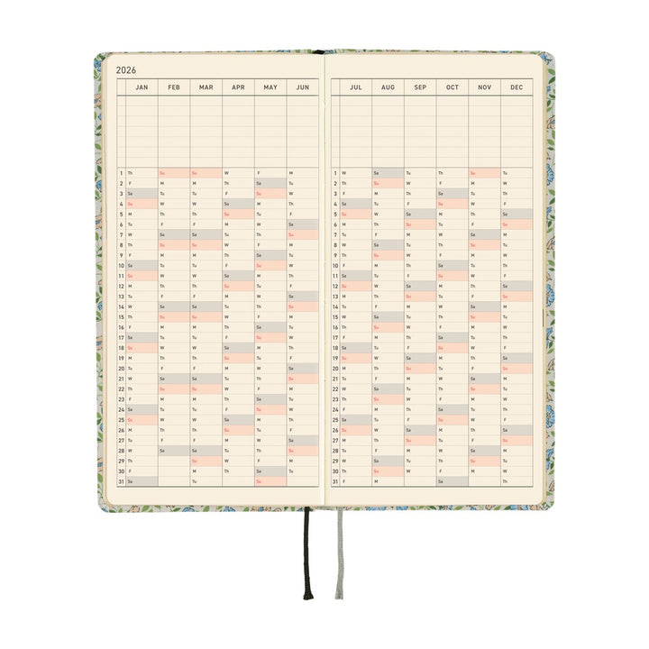 Hobonichi Techo 2026 - Weeks/Wallet Planner Book - Liberty Fabrics: Sasha Kiora [English/Tall & Slim/Jan Start]