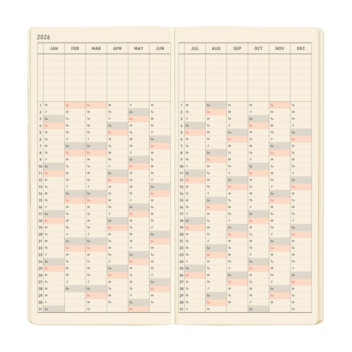 Hobonichi Techo 2026 - Weeks/Wallet MEGA Planner Book - Sneaker: Indigo Black [English/Tall & Slim/Jan Start]
