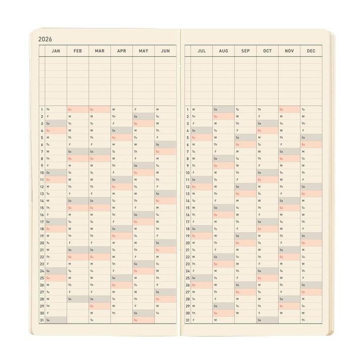 Hobonichi Techo 2026 - Weeks/Wallet MEGA Planner Book - Sneaker: Tomato Red [English/Tall & Slim/Jan Start]