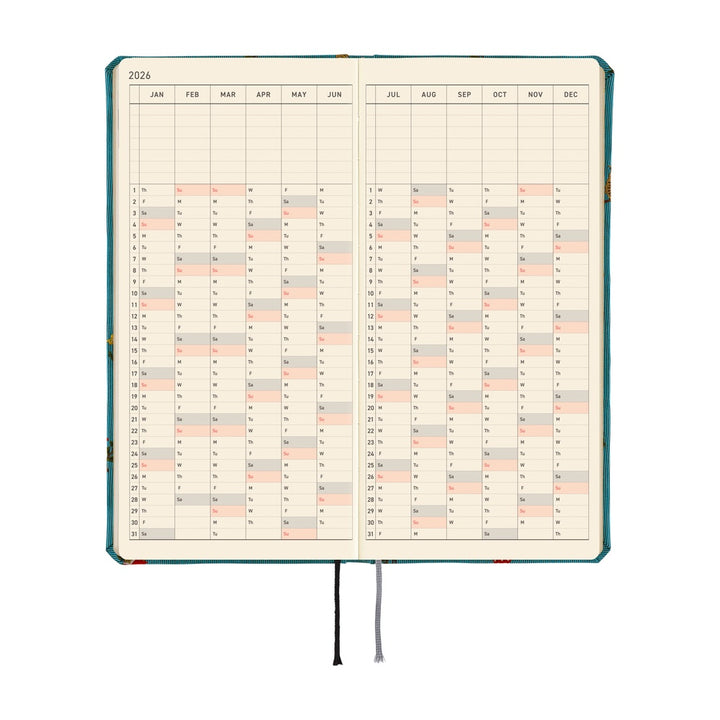 Hobonichi Techo 2026 - Weeks/Wallet Planner Book - Bow & Tie: In the Forest [English/Tall & Slim/Jan Start]