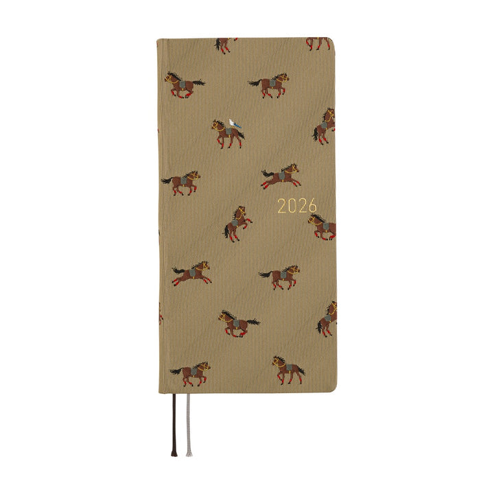 Hobonichi Techo 2026 - Weeks/Wallet Planner Book - Bow & Tie: Galloping Horses [English/Tall & Slim/Jan Start]