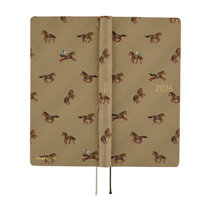 Hobonichi Techo 2026 - Weeks/Wallet Planner Book - Bow & Tie: Galloping Horses [English/Tall & Slim/Jan Start]