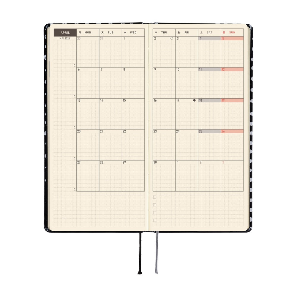 Hobonichi Techo 2026 - Weeks/Wallet Planner Book - Makoto Matsubayashi: Dot [English/Tall & Slim/Jan Start]