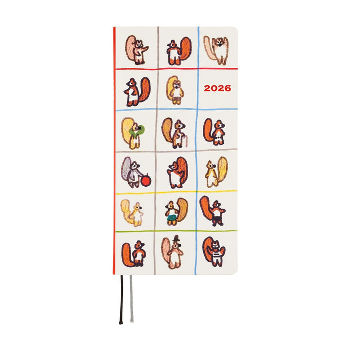 Hobonichi Techo 2026 - Weeks/Wallet Planner Book - 100%ORANGE: Squirrel’s Moving Day [English/Tall & Slim/Jan Start]