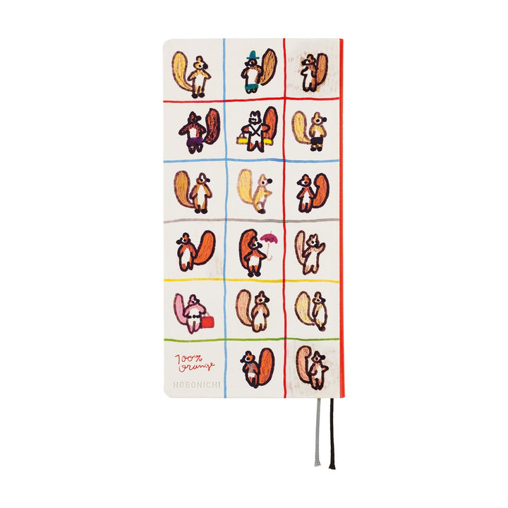 Hobonichi Techo 2026 - Weeks/Wallet Planner Book - 100%ORANGE: Squirrel’s Moving Day [English/Tall & Slim/Jan Start]