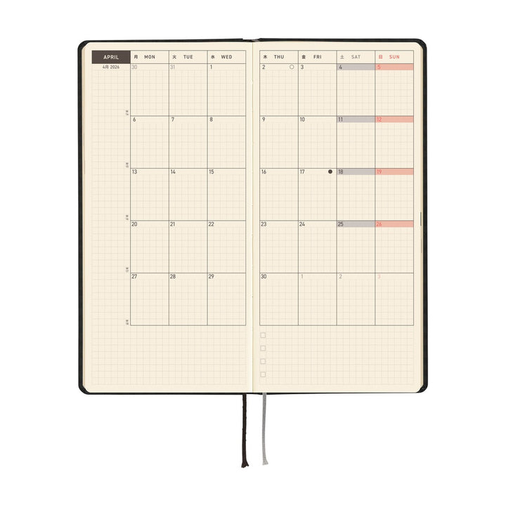 Hobonichi Techo 2026 - Weeks/Wallet Planner Book - Paper Series: Black Gingham [English/Tall & Slim/Jan Start]