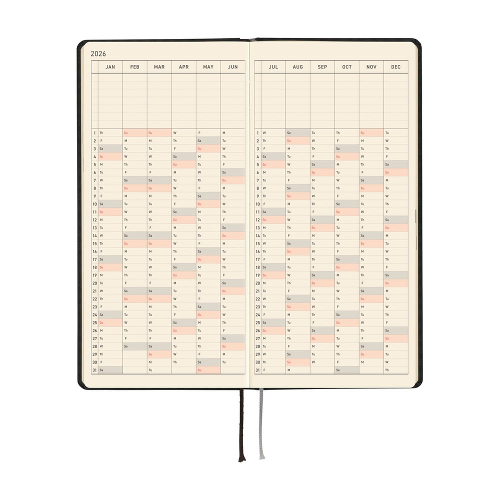 Hobonichi Techo 2026 - Weeks/Wallet Planner Book - Paper Series: Black Gingham [English/Tall & Slim/Jan Start]
