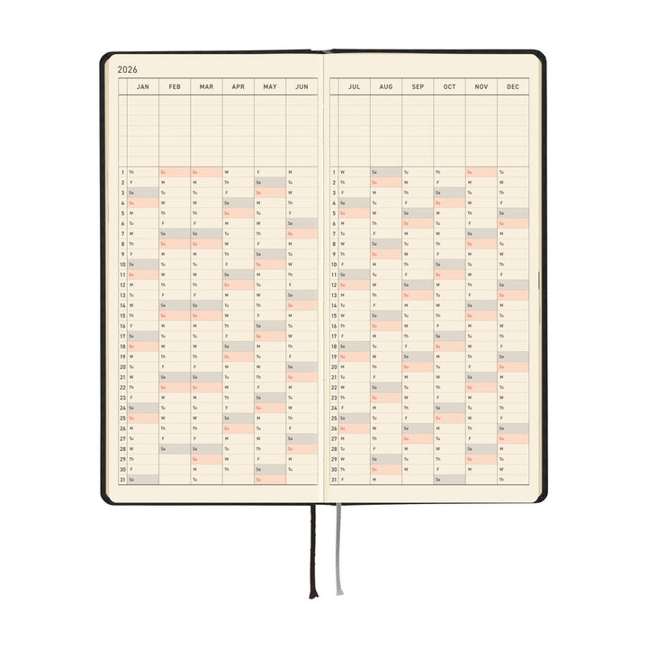 Hobonichi Techo 2026 - Weeks/Wallet Planner Book - Paper Series: Black Gingham [English/Tall & Slim/Jan Start]