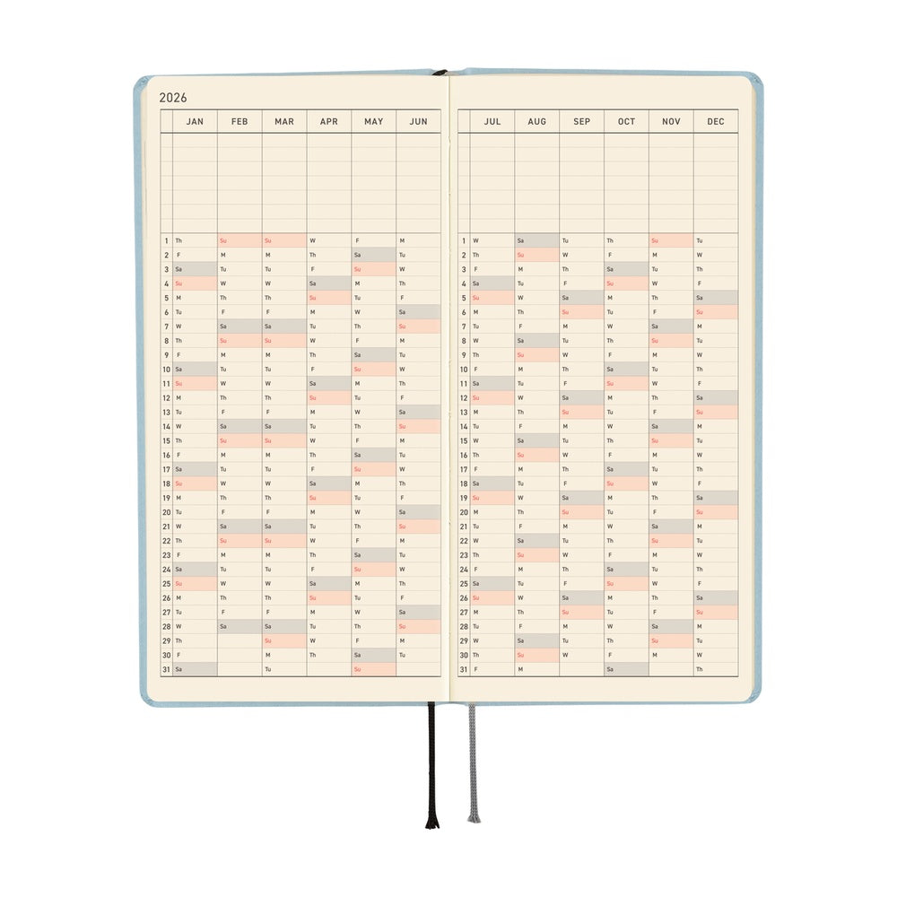 Hobonichi Techo 2026 - Weeks/Wallet Planner Book - Paper Series: Sky [English/Tall & Slim/Jan Start]