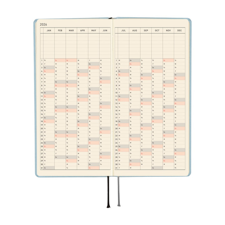 Hobonichi Techo 2026 - Weeks/Wallet Planner Book - Paper Series: Sky [English/Tall & Slim/Jan Start]