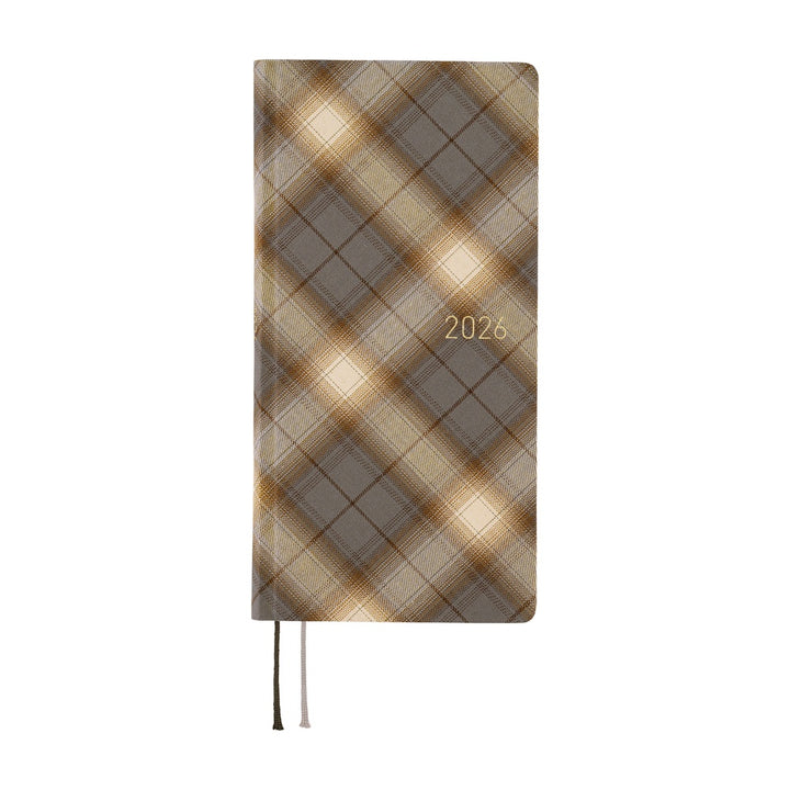Hobonichi Techo 2026 - Weeks/Wallet Planner Book - Shirt Fabric: Foggy Plaid [English/Tall & Slim/Jan Start]