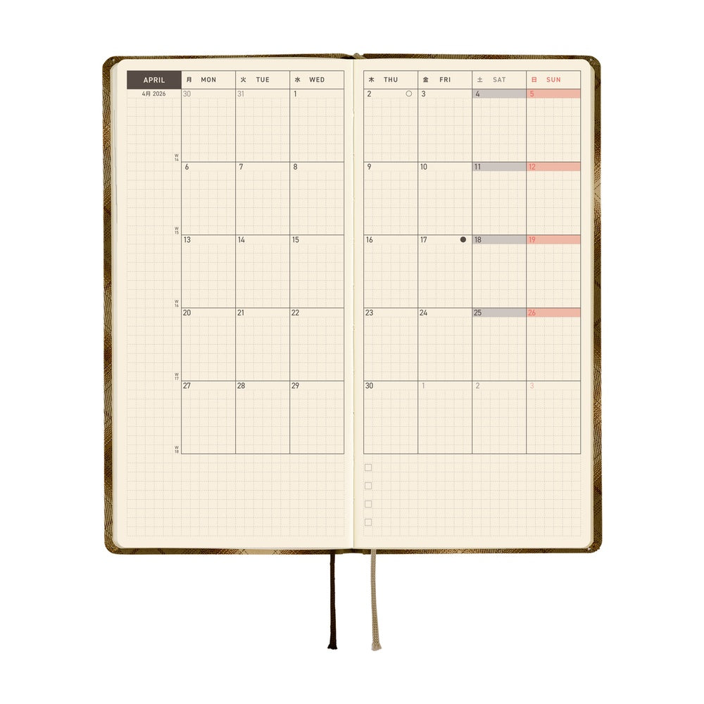 Hobonichi Techo 2026 - Weeks/Wallet Planner Book - Shirt Fabric: Foggy Plaid [English/Tall & Slim/Jan Start]