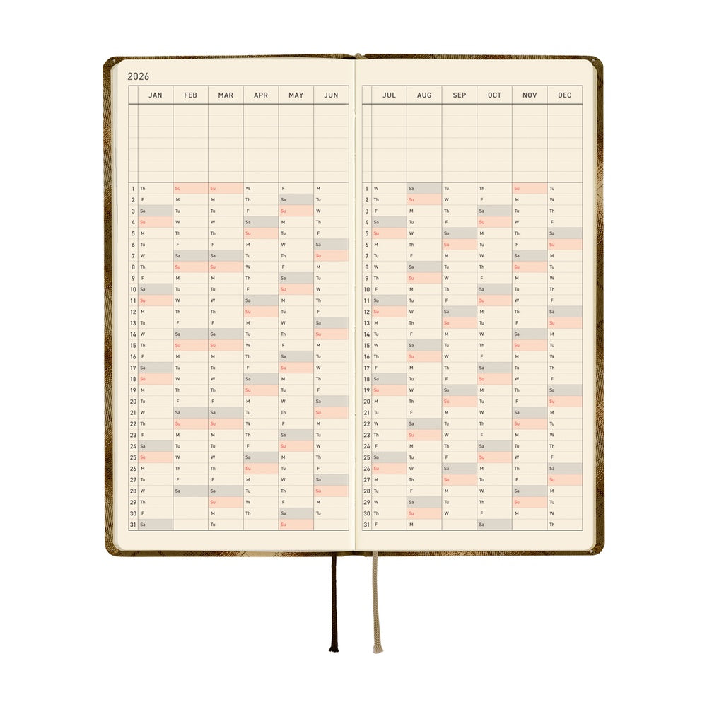 Hobonichi Techo 2026 - Weeks/Wallet Planner Book - Shirt Fabric: Foggy Plaid [English/Tall & Slim/Jan Start]