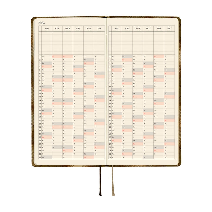 Hobonichi Techo 2026 - Weeks/Wallet Planner Book - Shirt Fabric: Foggy Plaid [English/Tall & Slim/Jan Start]