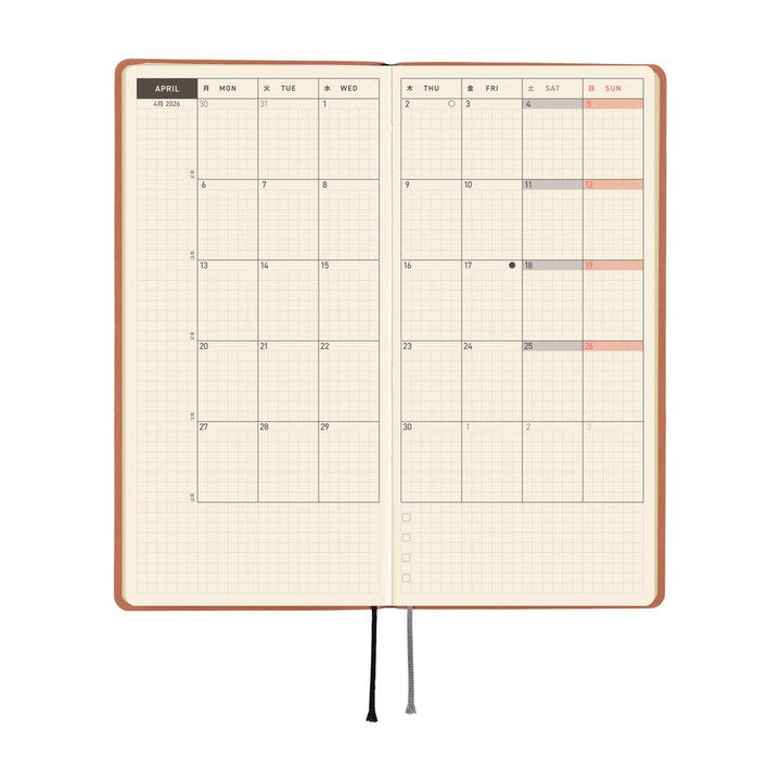 Hobonichi Techo 2026 - Weeks/Wallet Planner Book - Smooth: Milk Cocoa [English/Tall & Slim/Jan Start]