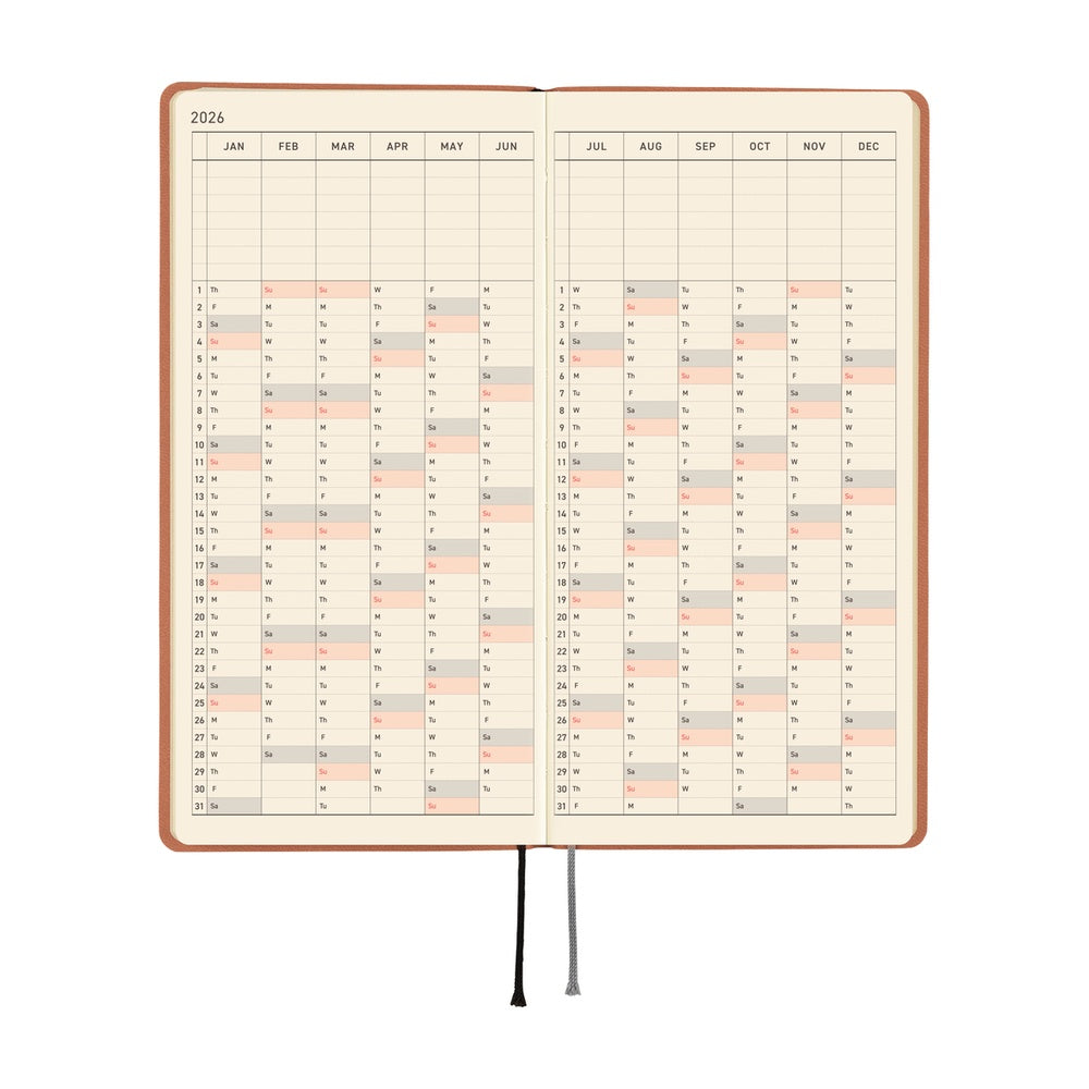 Hobonichi Techo 2026 - Weeks/Wallet Planner Book - Smooth: Milk Cocoa [English/Tall & Slim/Jan Start]