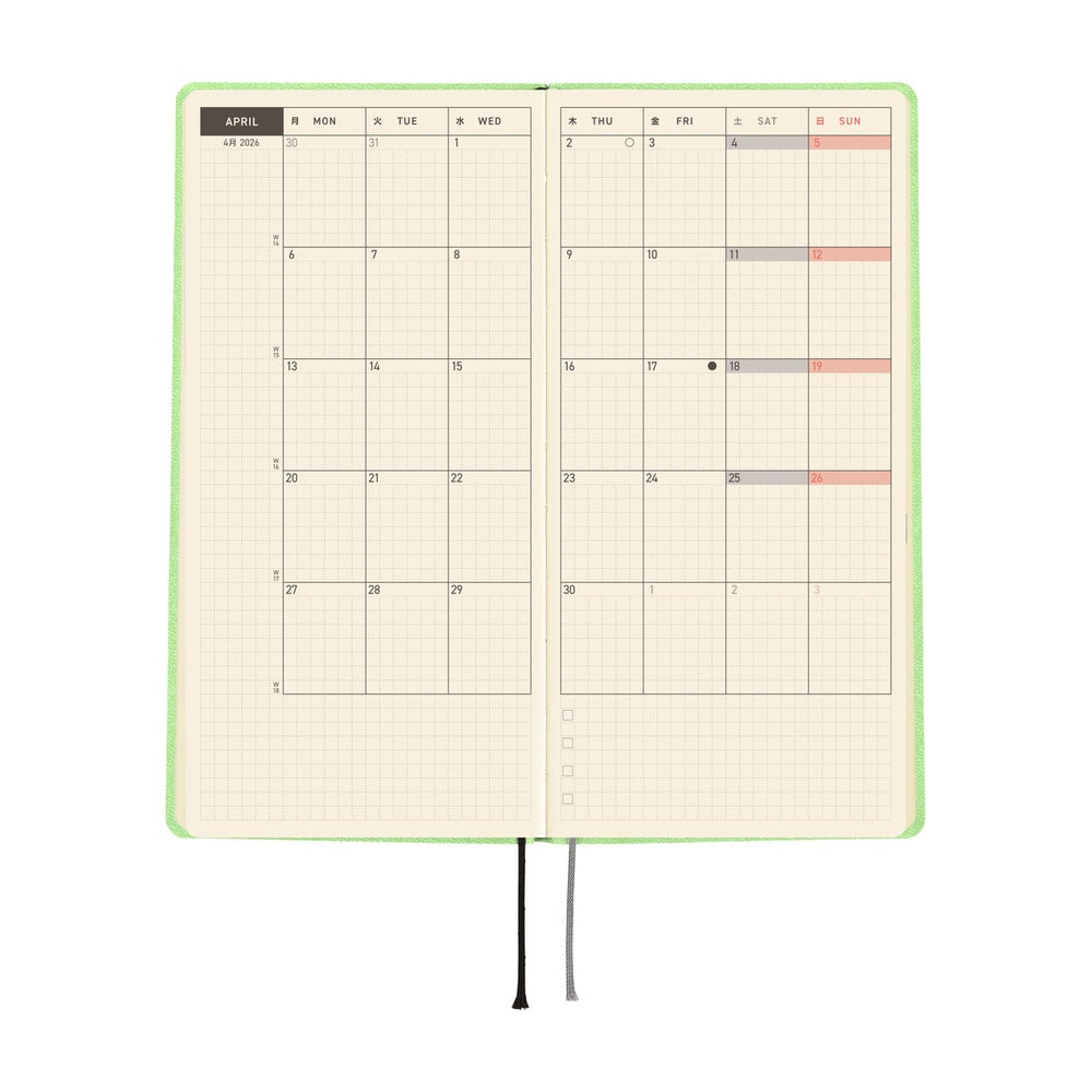 Hobonichi Techo 2026 - Weeks/Wallet Planner Book - Smooth: Melon Sorbet [English/Tall & Slim/Jan Start]