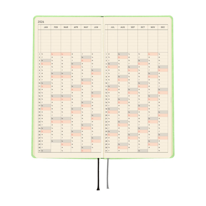 Hobonichi Techo 2026 - Weeks/Wallet Planner Book - Smooth: Melon Sorbet [English/Tall & Slim/Jan Start]
