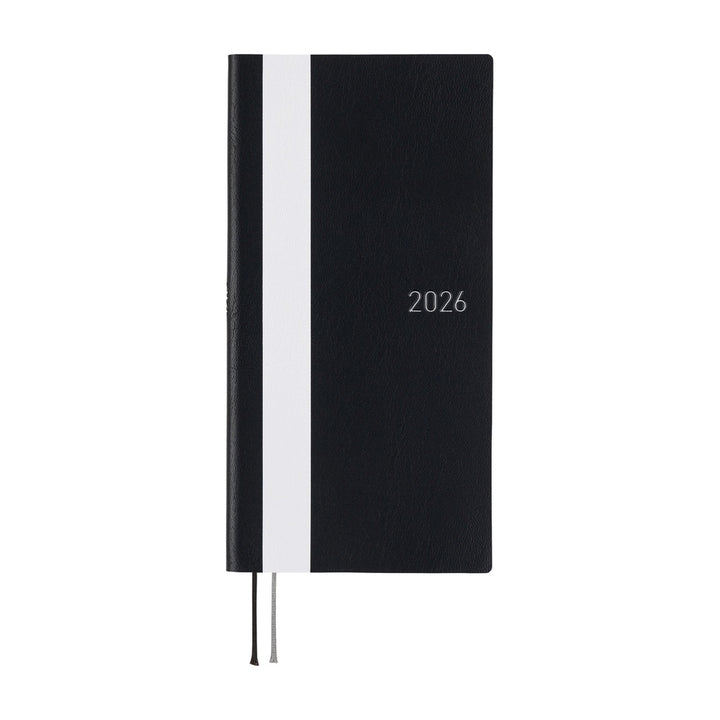 Hobonichi Techo 2026 - Weeks/Wallet Planner Book - White Line: Black [ENG/Tall & Slim/Jan Start]