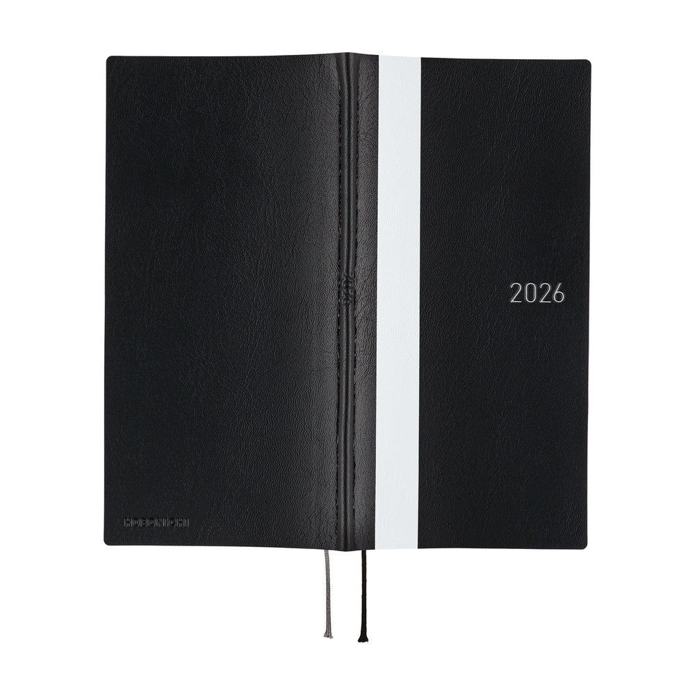 Hobonichi Techo 2026 - Weeks/Wallet Planner Book - White Line: Black [ENG/Tall & Slim/Jan Start]