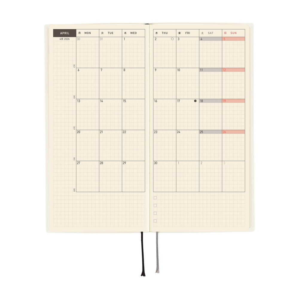 Hobonichi Techo 2026 - Weeks/Wallet Planner Book - White Line: Ivory (English/Monday Start/January Start)