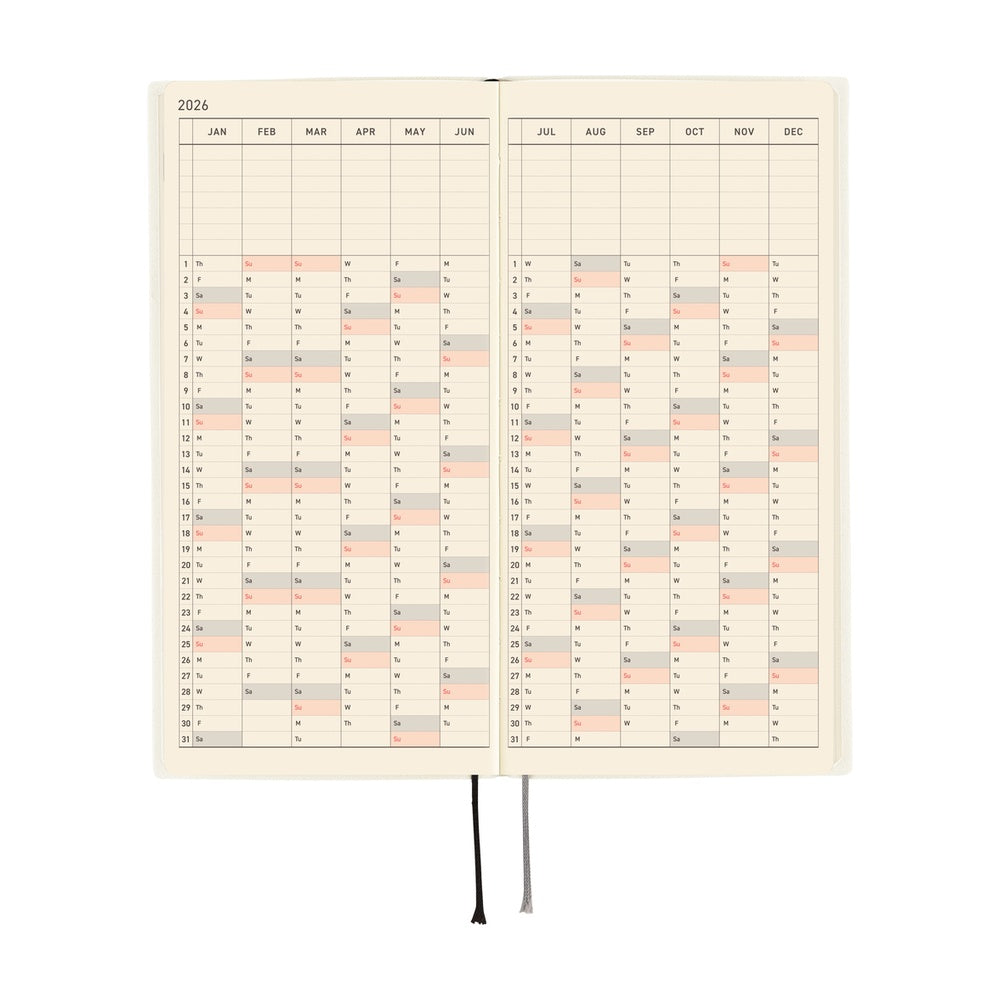 Hobonichi Techo 2026 - Weeks/Wallet Planner Book - White Line: Ivory (English/Monday Start/January Start)