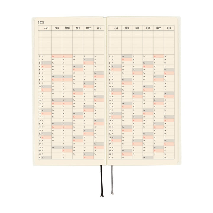 Hobonichi Techo 2026 - Weeks/Wallet Planner Book - White Line: Ivory (English/Monday Start/January Start)