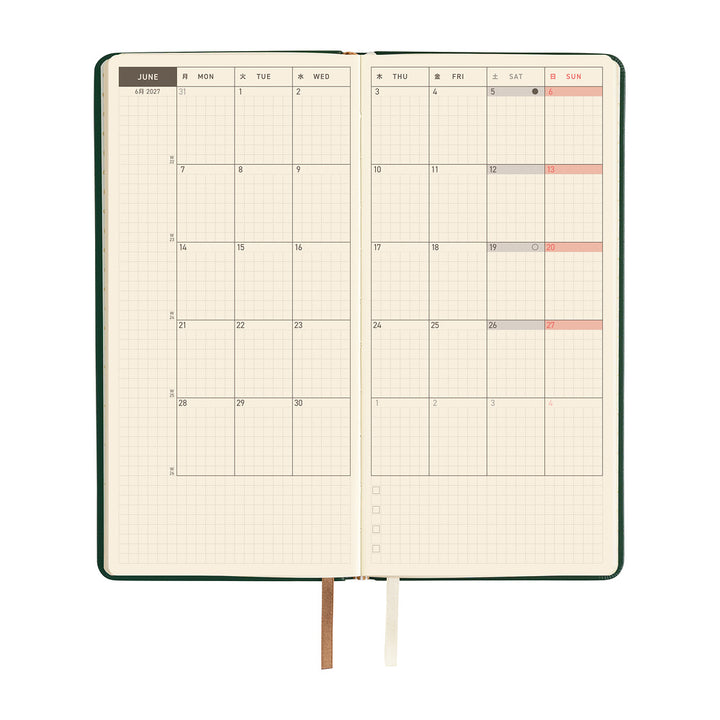 Hobonichi Techo 2027 - Weeks/Wallet Planner Book - Forest Green [English/Tall & Slim/Jan Start]