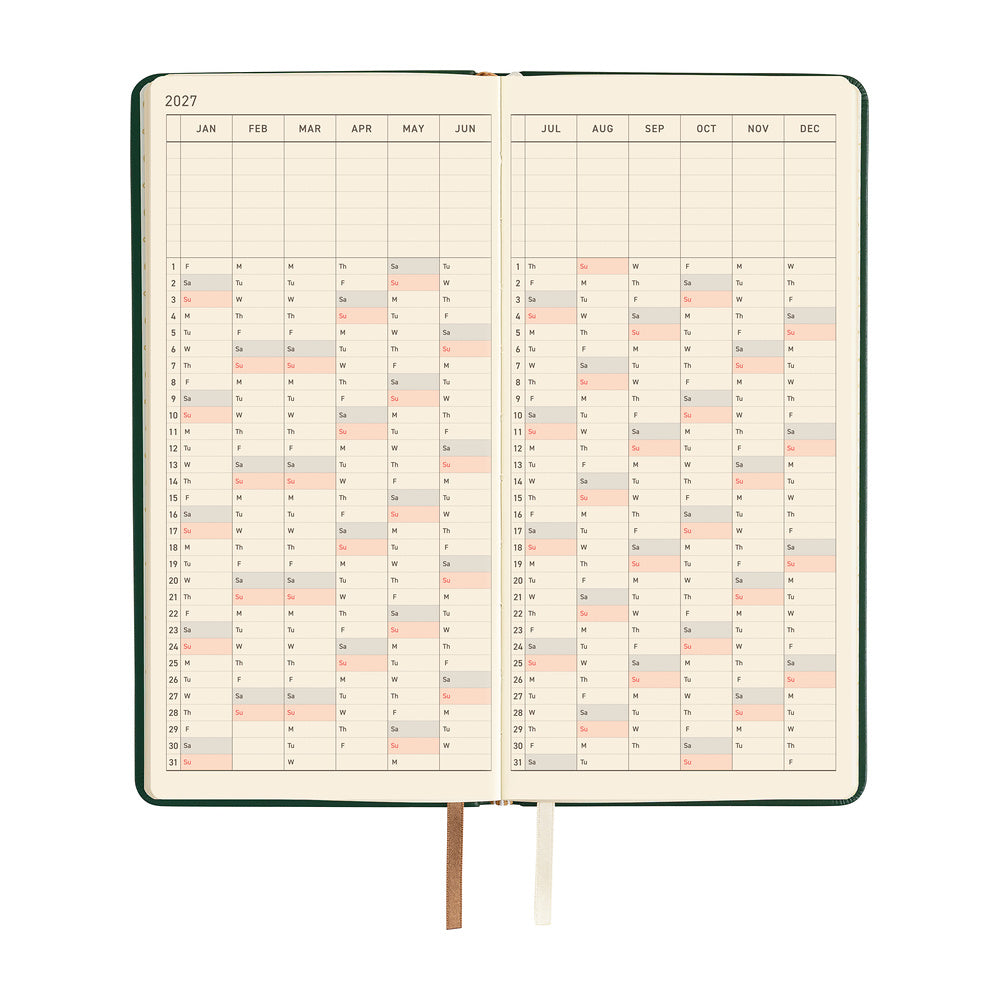 Hobonichi Techo 2027 - Weeks/Wallet Planner Book - Forest Green [English/Tall & Slim/Jan Start]