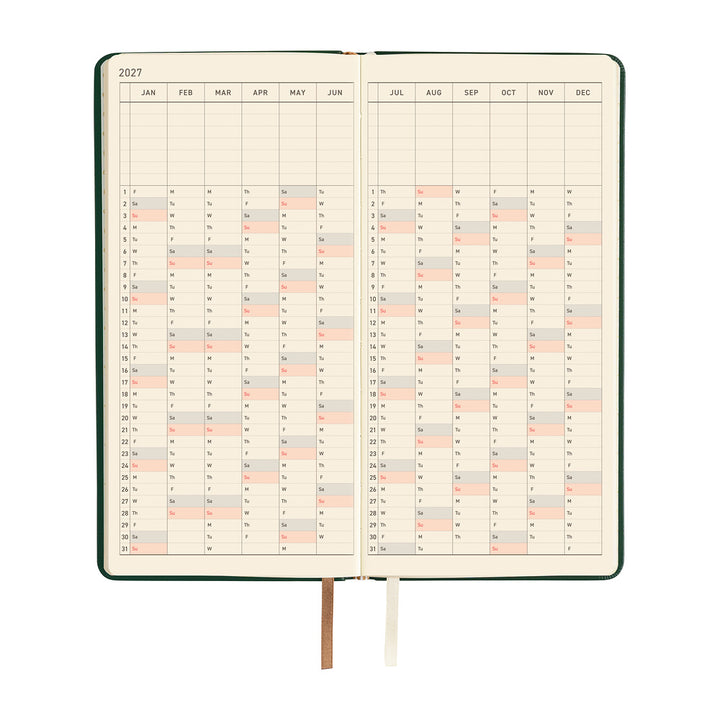 Hobonichi Techo 2027 - Weeks/Wallet Planner Book - Forest Green [English/Tall & Slim/Jan Start]