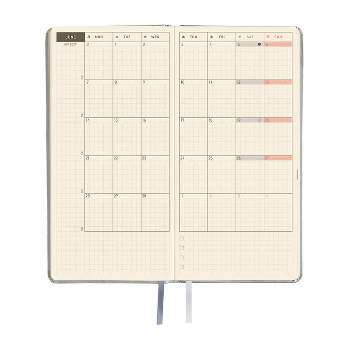 Hobonichi Techo 2027 - Weeks/Wallet Planner Book - Noble Silver [English/Tall & Slim/Jan Start]