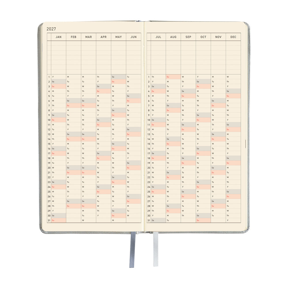 Hobonichi Techo 2027 - Weeks/Wallet Planner Book - Noble Silver [English/Tall & Slim/Jan Start]
