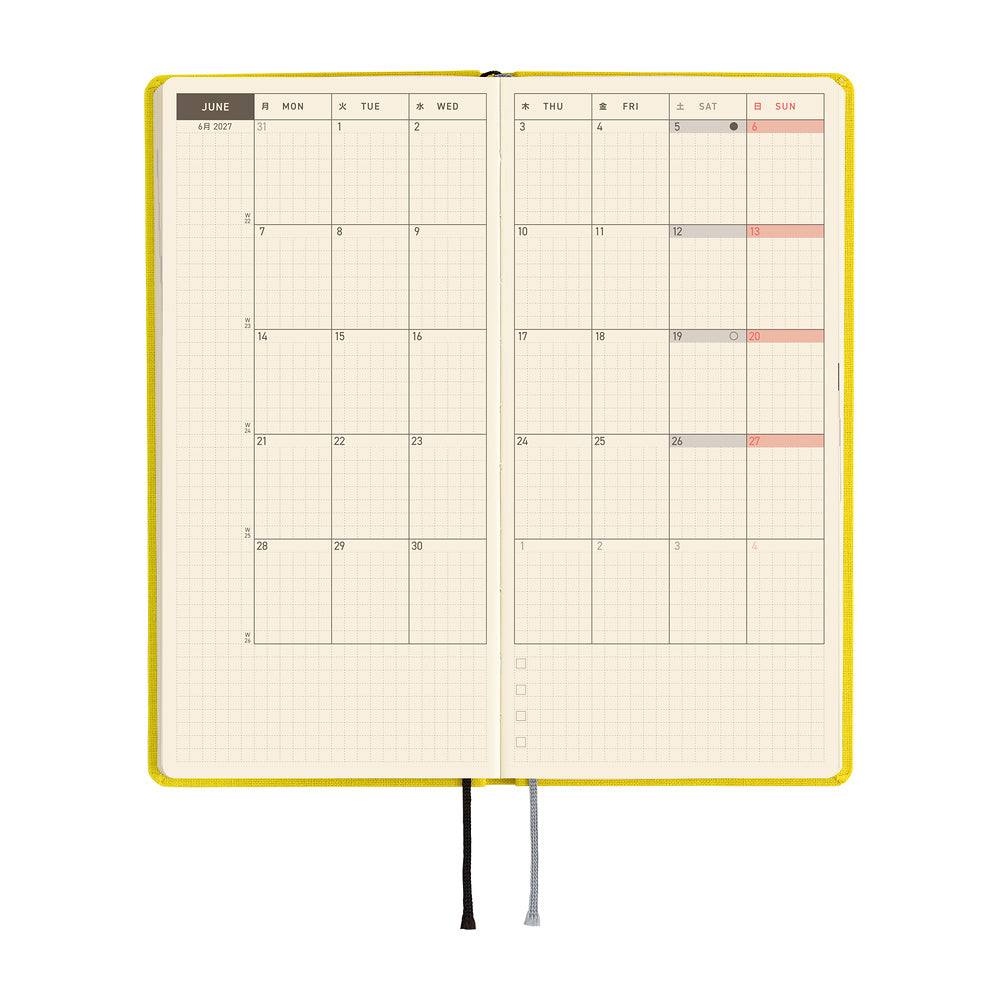 Hobonichi Techo 2027 - Weeks/Wallet Planner Book -  Canaria Yellow [English/Tall & Slim/Jan Start]