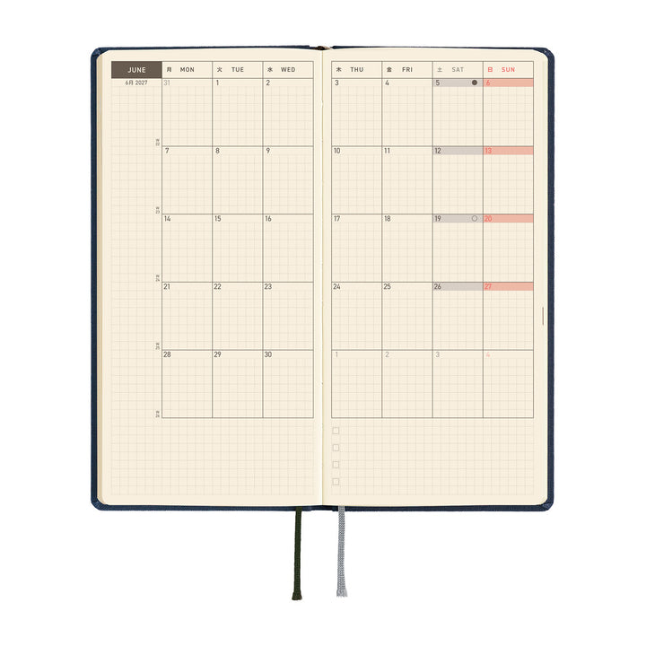 Hobonichi Techo 2027 - Weeks/Wallet Planner Book -  Midnight Blue [English/Tall & Slim/Jan Start]