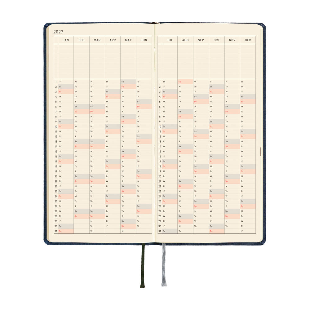 Hobonichi Techo 2027 - Weeks/Wallet Planner Book -  Midnight Blue [English/Tall & Slim/Jan Start]