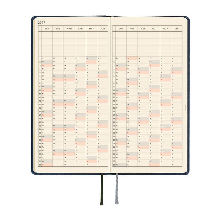 Hobonichi Techo 2027 - Weeks/Wallet Planner Book -  Midnight Blue [English/Tall & Slim/Jan Start]