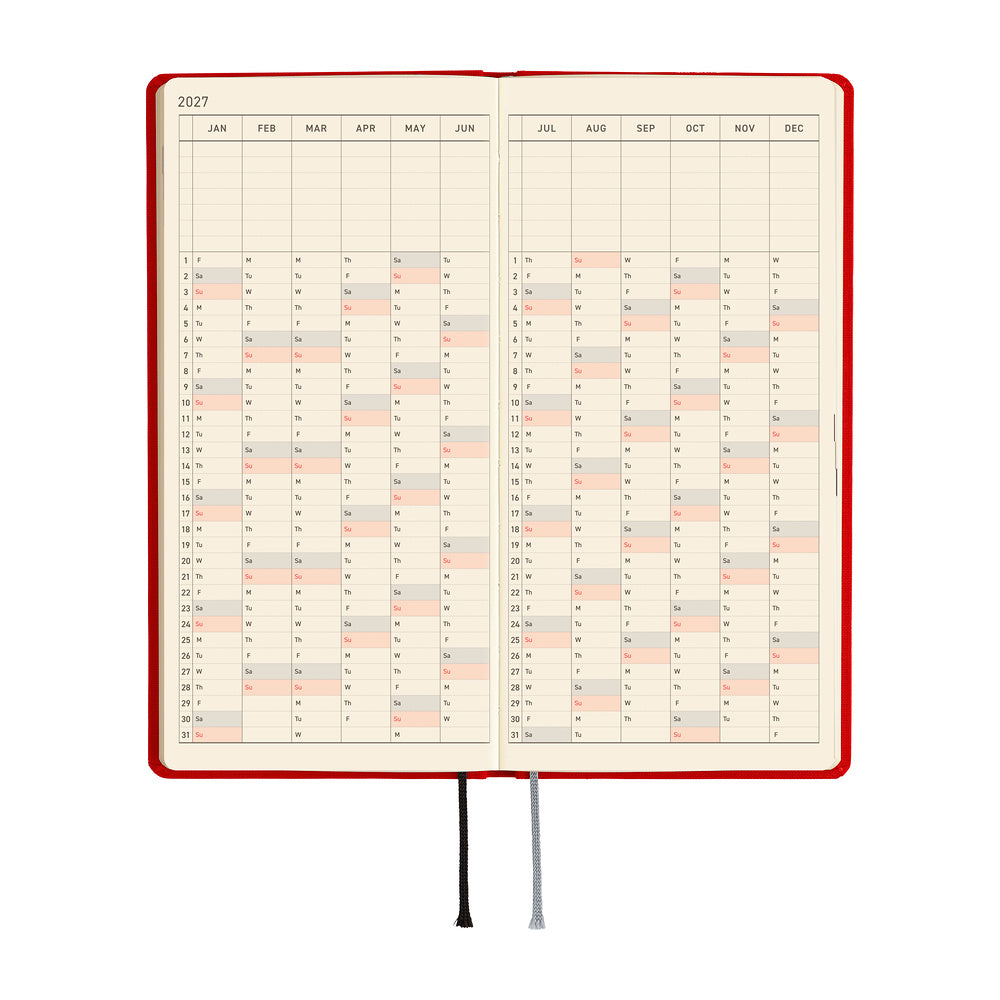Hobonichi Techo 2027 - Weeks/Wallet Planner Book -  Poppy Red [English/Tall & Slim/Jan Start]