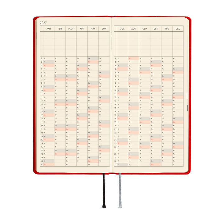 Hobonichi Techo 2027 - Weeks/Wallet Planner Book -  Poppy Red [English/Tall & Slim/Jan Start]