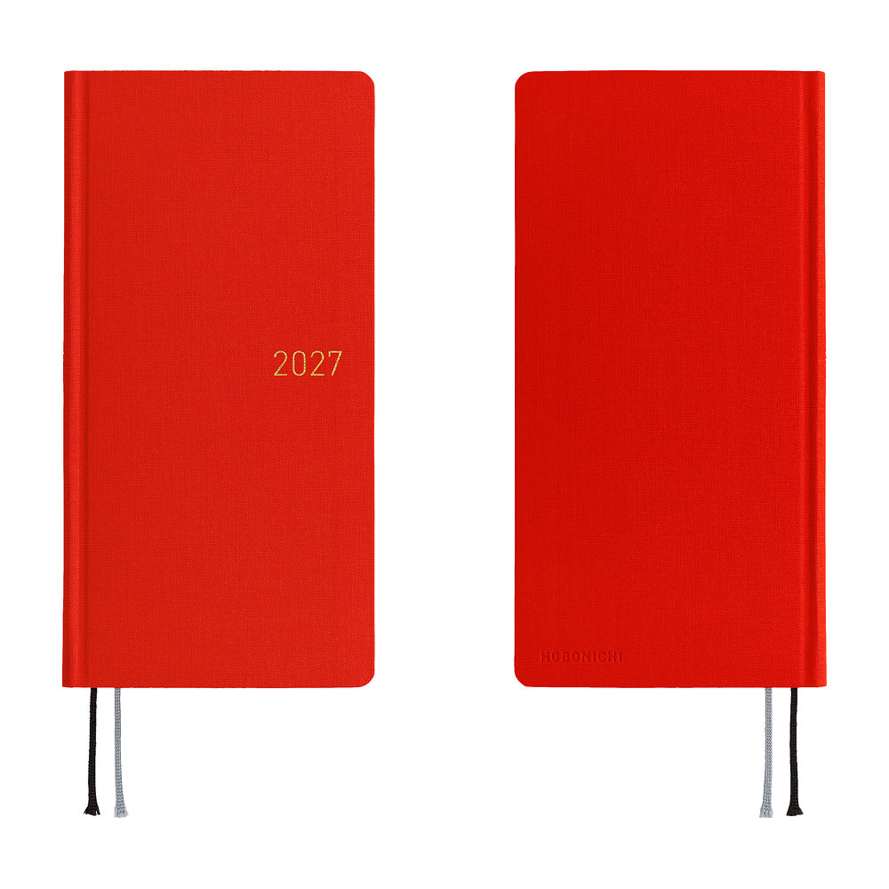 Hobonichi Techo 2027 - Weeks/Wallet Planner Book -  Poppy Red [English/Tall & Slim/Jan Start]
