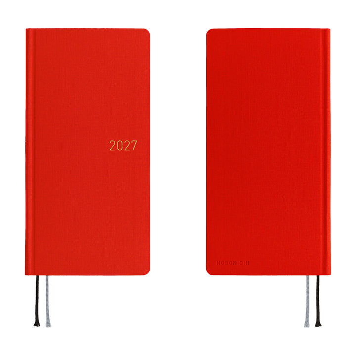 Hobonichi Techo 2027 - Weeks/Wallet Planner Book -  Poppy Red [English/Tall & Slim/Jan Start]