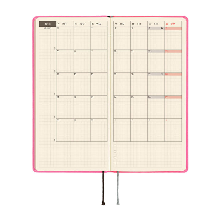 Hobonichi Techo 2027 - Weeks/Wallet Planner Book -  Pink Sapphire [English/Tall & Slim/Jan Start]