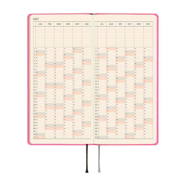 Hobonichi Techo 2027 - Weeks/Wallet Planner Book -  Pink Sapphire [English/Tall & Slim/Jan Start]