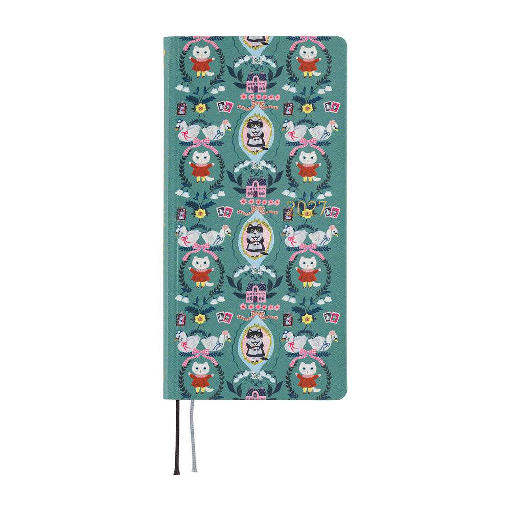 Hobonichi Techo 2027 - Weeks/Wallet Planner Book - White Cat Wallpaper [English/Tall & Slim/Jan Start]