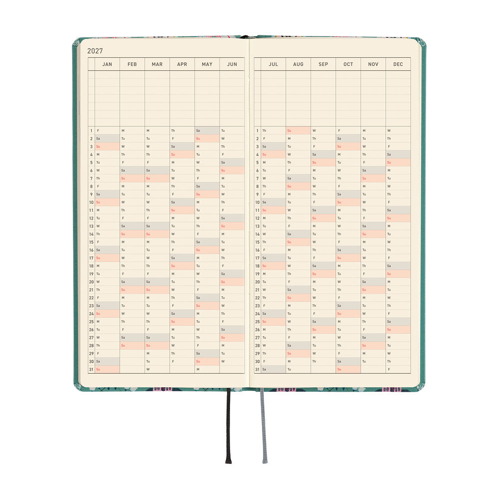 Hobonichi Techo 2027 - Weeks/Wallet Planner Book - White Cat Wallpaper [English/Tall & Slim/Jan Start]