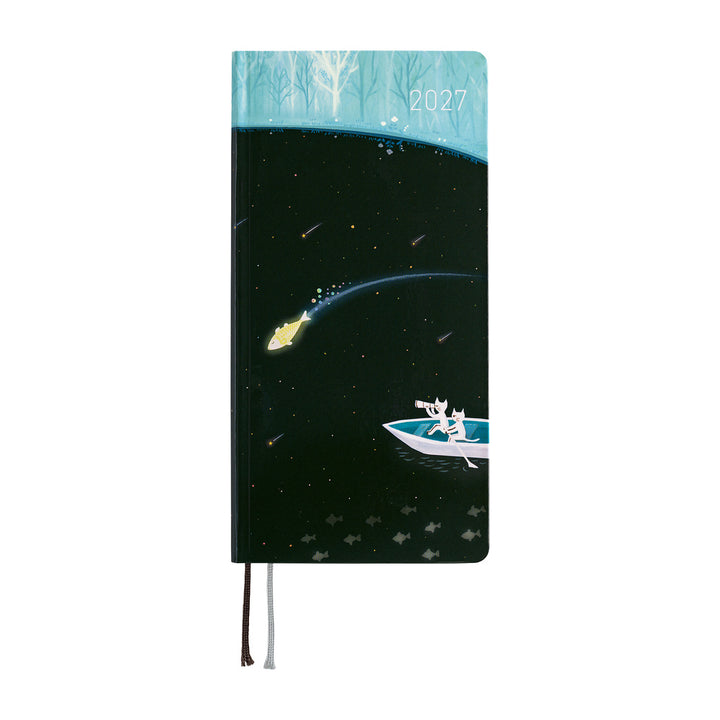 Hobonichi Techo 2027 - Weeks/Wallet Planner Book - Meteor Shower in the Light Blue Forest [English/Tall & Slim/Jan Start]