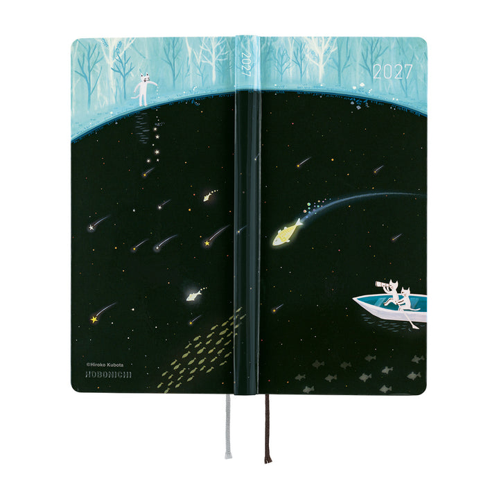 Hobonichi Techo 2027 - Weeks/Wallet Planner Book - Meteor Shower in the Light Blue Forest [English/Tall & Slim/Jan Start]