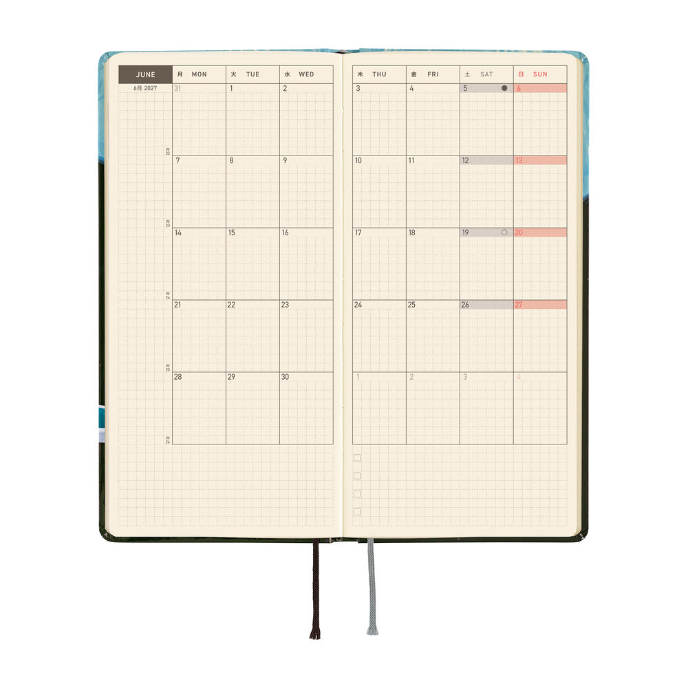 Hobonichi Techo 2027 - Weeks/Wallet Planner Book - Meteor Shower in the Light Blue Forest [English/Tall & Slim/Jan Start]